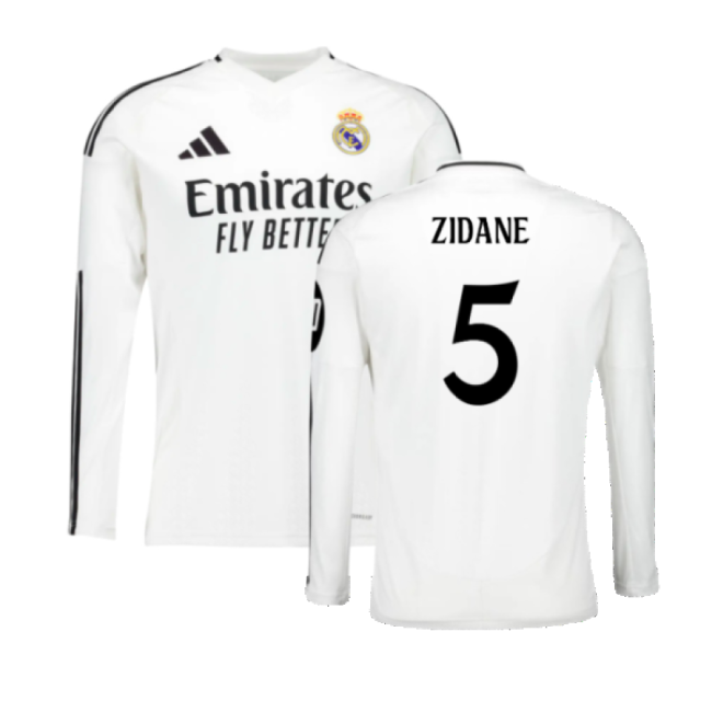 2024-2025 Real Madrid Long Sleeve Home Shirt (Zidane 5)-Football Shirts Shop