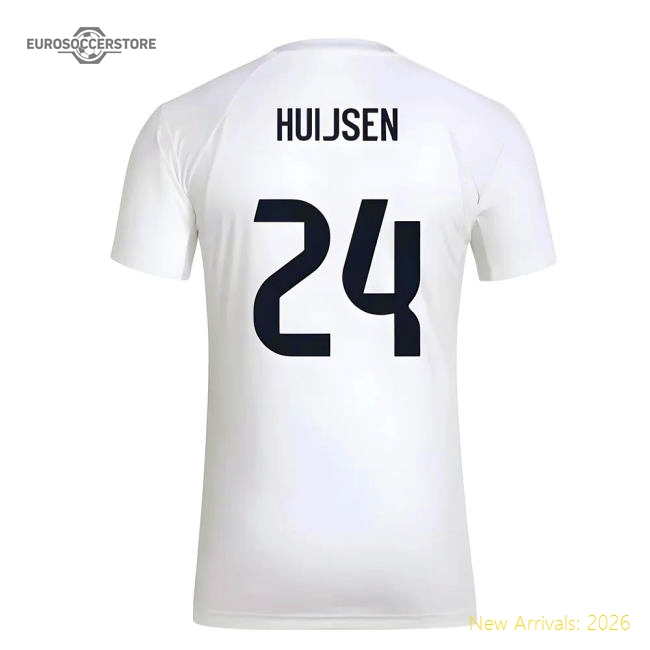 2025-2026 Real Madrid Seasonal Graphic Tee (White) (Huijsen 24)-Football Shirts Shop