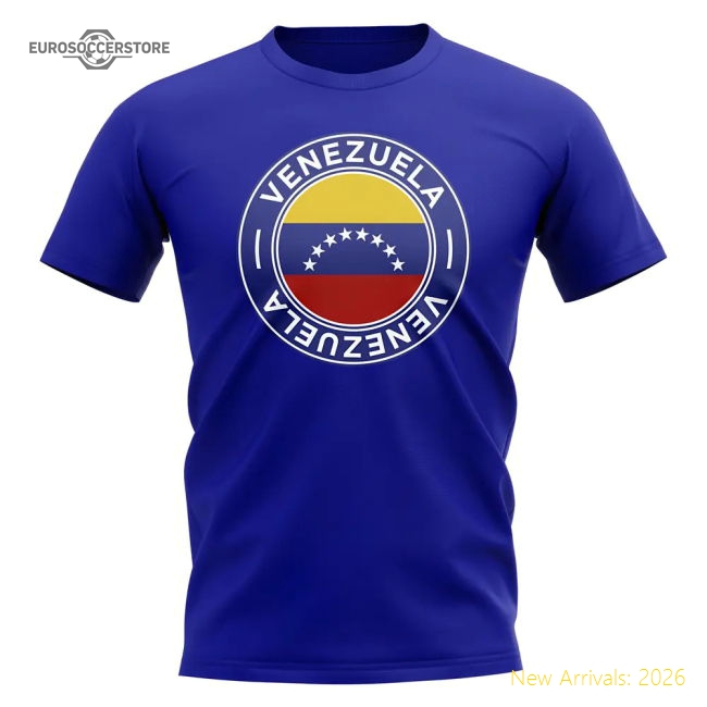 Venezuela Football Badge T-Shirt (Royal)-Football Shirts Shop