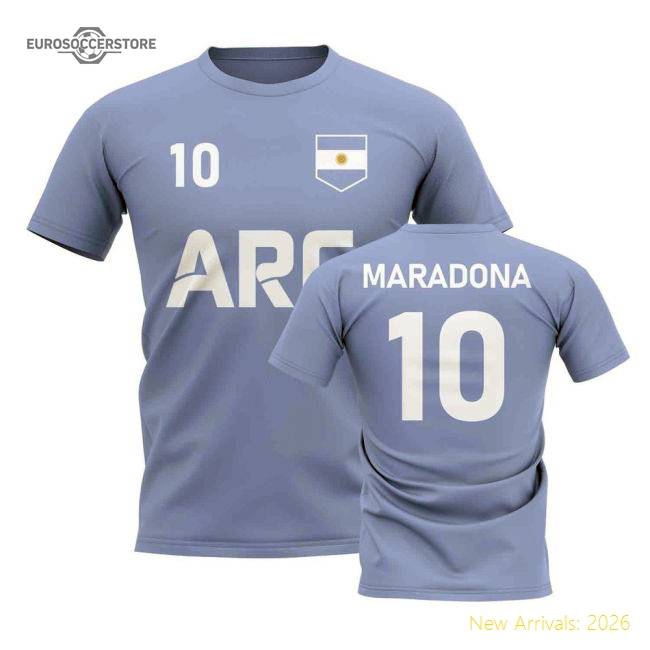 Diego Maradona Country Code Hero T-Shirt (Sky)-Football Shirts Shop