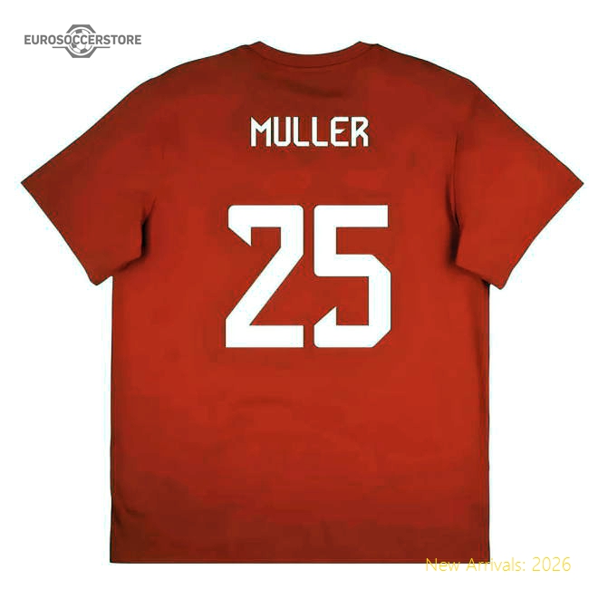 2025-2026 Bayern Munich Seasonal Graphic Tee (Red) (Muller 25)-Football Shirts Shop