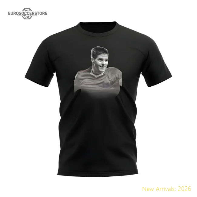 Steven Gerrard Liverpool Legend T-Shirt (Black)-Football Shirts Shop