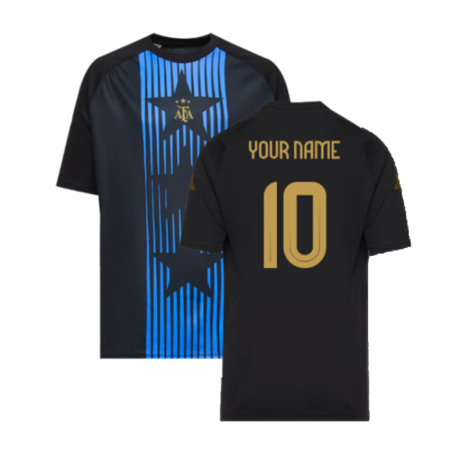 2024-2025 Argentina Pre-Match Shirt (Black) - Kids (Your Name)-Football Shirts Shop