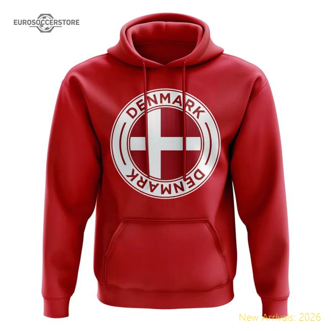 Denmark Football Badge Hoodie (Red)-Football Shirts Shop