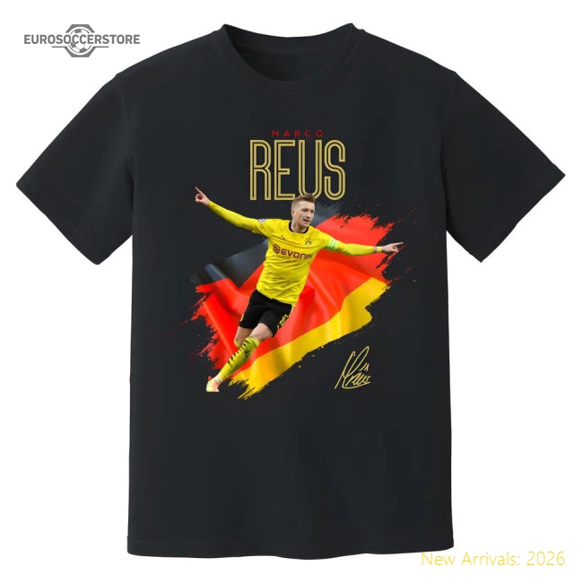 Marco Reus Dortmund Celebration T-Shirt (Black)-Football Shirts Shop