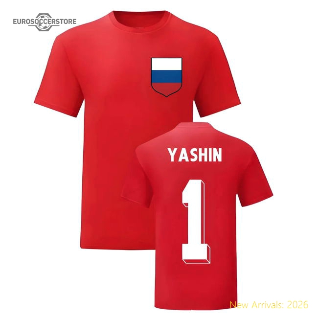 Levy Yashin Russia National Hero Tee (Red)-Football Shirts Shop