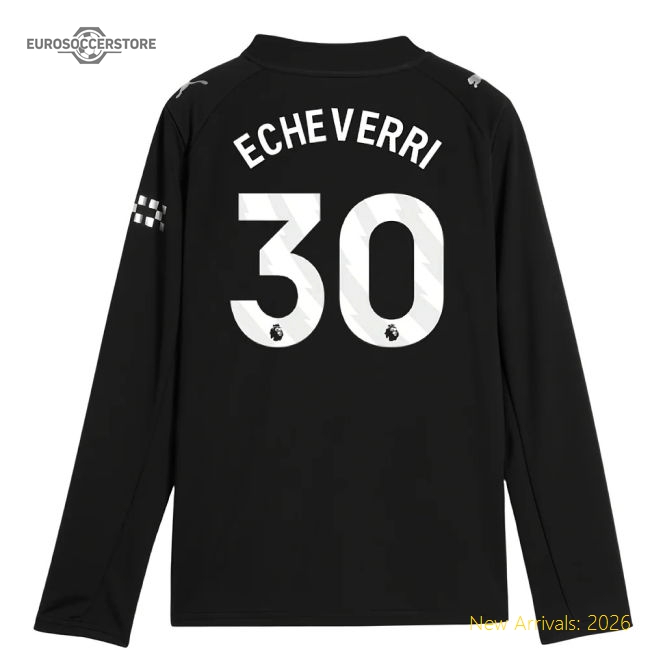 2025-2026 Man City Long Sleeve Away Shirt (Kids) (Echeverri 30)-Football Shirts Shop