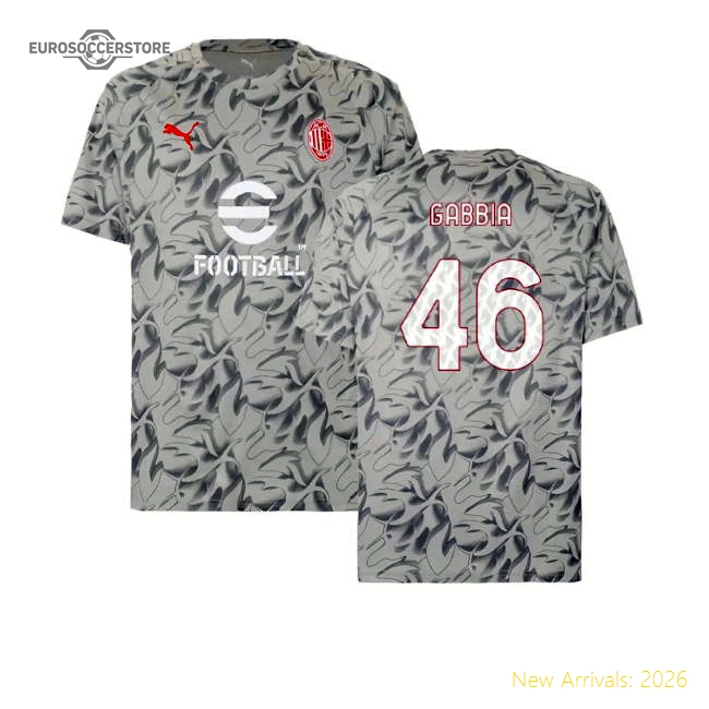 2025-2026 AC Milan Warm Up Jersey (Smokey Gray) (Gabbia 46)-Football Shirts Shop