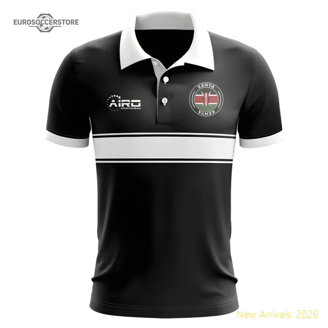 Kenya Concept Stripe Polo Shirt (Black)-Football Shirts Shop