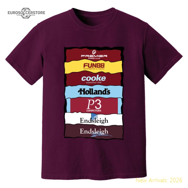 Burnley Sponsor History T-Shirt (Purple)-Football Shirts Shop