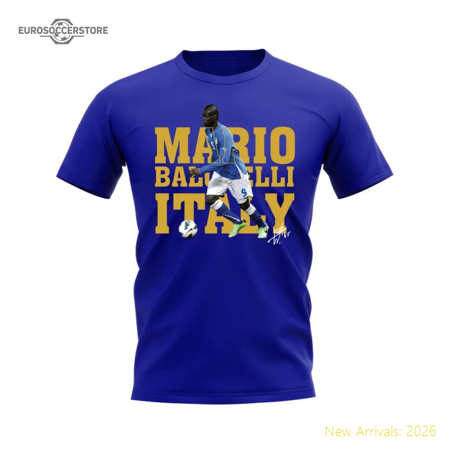 Mario Balotelli Italy Player Tee (Blue)-Football Shirts Shop