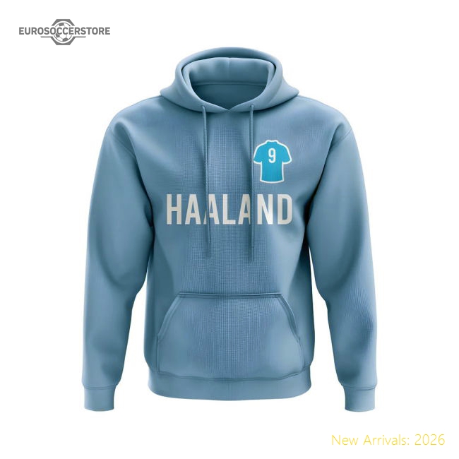 Erling Haaland Man City Number Hoody (Sky)-Football Shirts Shop