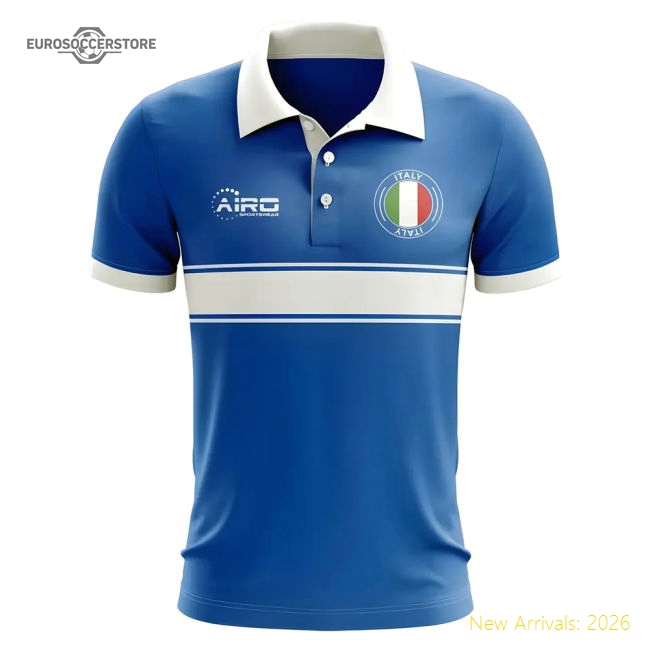 Italy Concept Stripe Polo Shirt (Blue)-Football Shirts Shop
