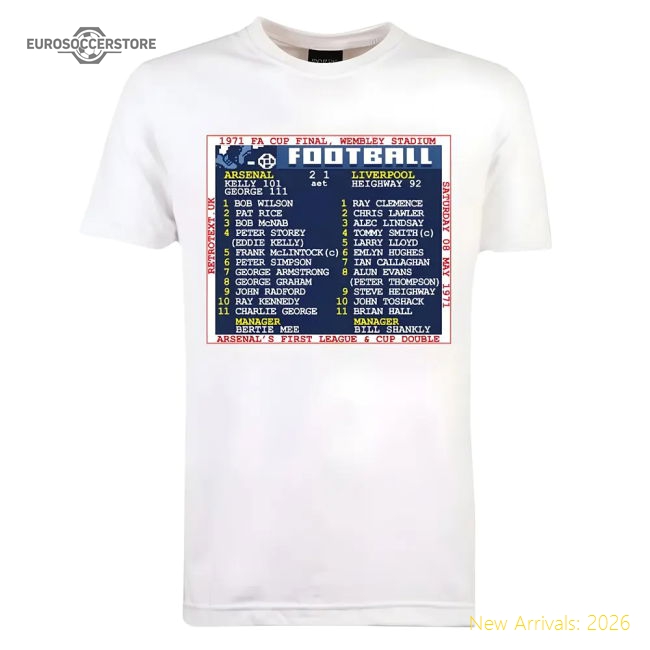 1971 FA Cup Final (Arsenal) Retrotext T-shirt - White-Football Shirts Shop