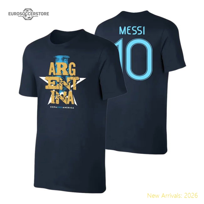 Argentina Qualifiers T-Shirt (Messi 10) Dark Blue-Football Shirts Shop