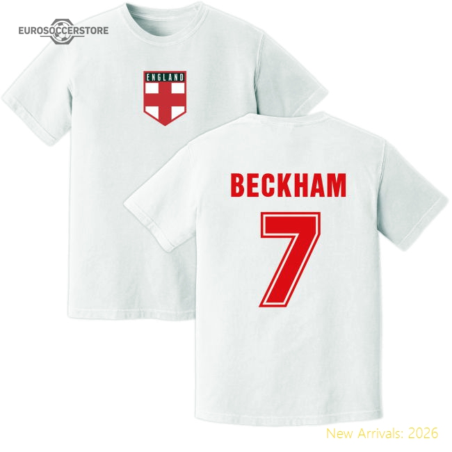 Beckham England Training Jersey (White)-Football Shirts Shop
