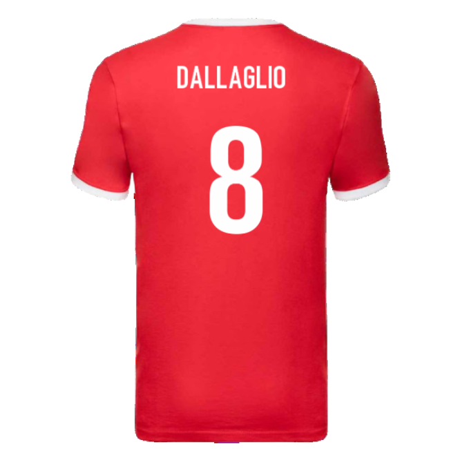 British and Irish Lions Ringer T-Shirt (Red) (Dallaglio 8)-Football Shirts Shop