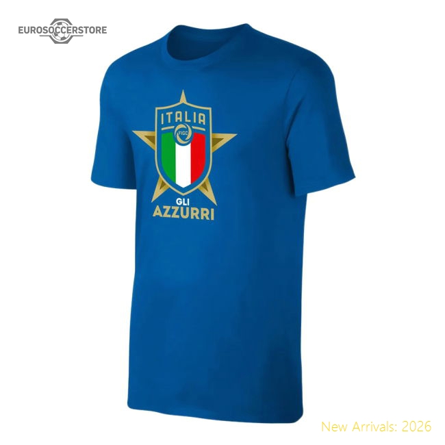 Italy Euro 2020 T-Shirt - Blue-Football Shirts Shop