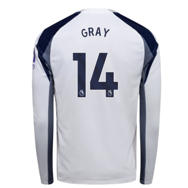 2025-2026 Tottenham Long Sleeve Home Shirt (Gray 14)-Football Shirts Shop