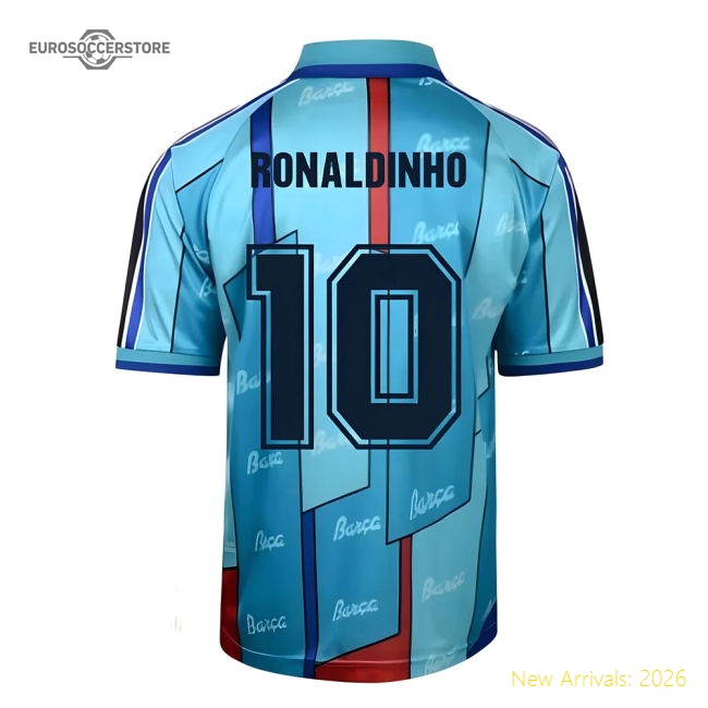 Score Draw Barcelona 1997 ECWC Final Retro Football Shirt (RONALDINHO 10)-Football Shirts Shop