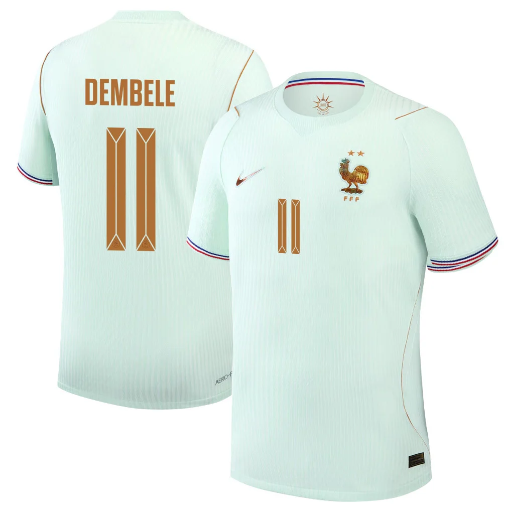 France Away Jersey 2026 Ousmane Dembele 11 Green Short Sleeve - Football Shirts Shop