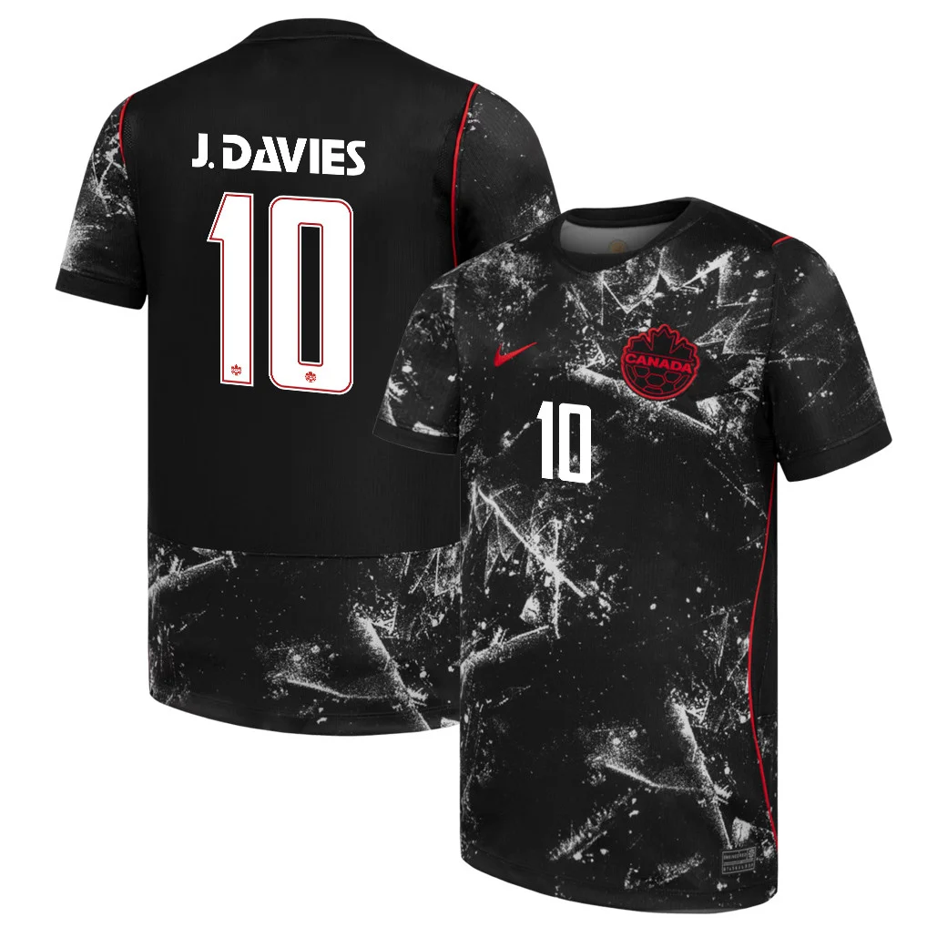 Canada Away Jersey 2026 Jonathan David 10 Black Short Sleeve - Football Shirts Shop