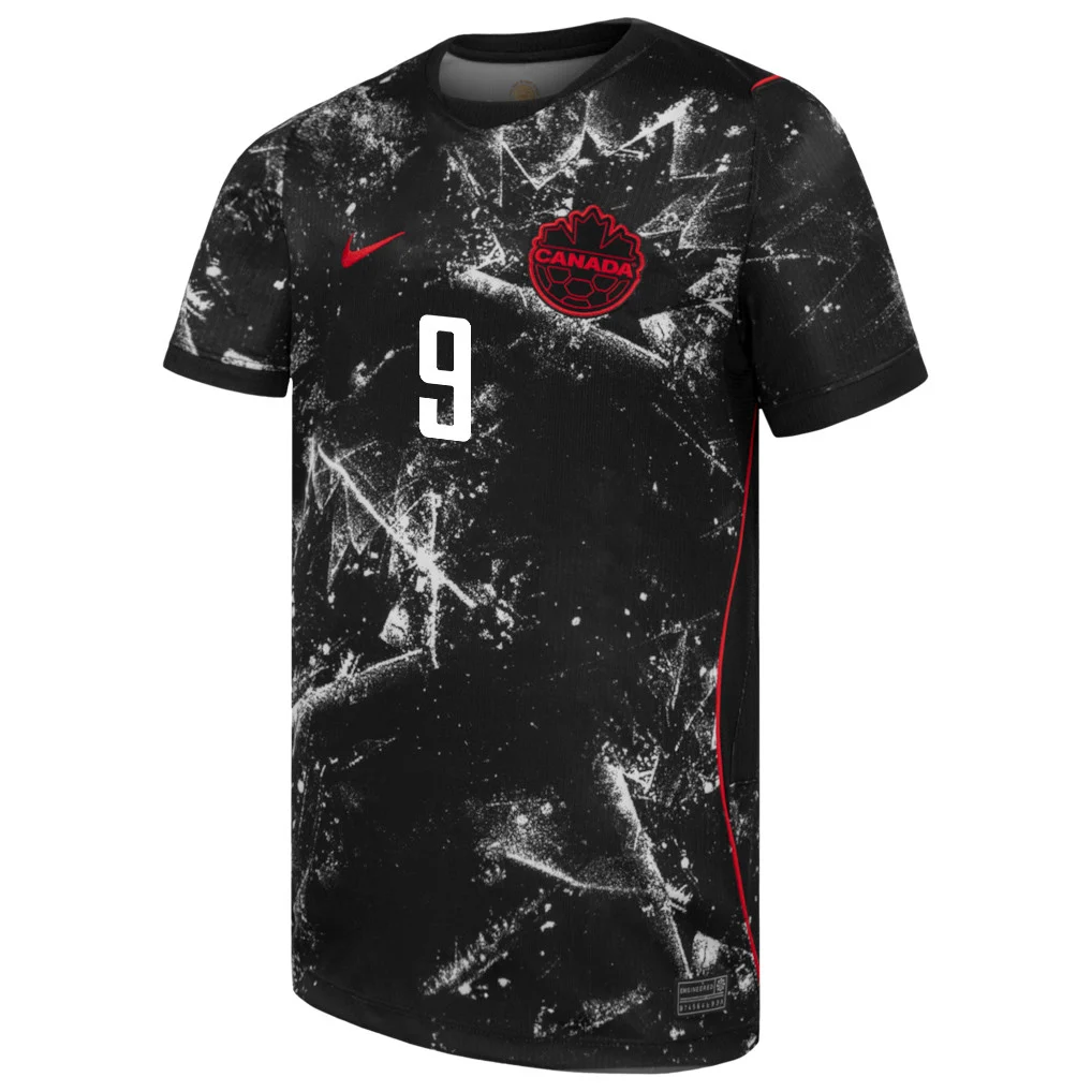 Canada Away Jersey 2026 Cyle Larin 9 Black Short Sleeve - Football Shirts Shop