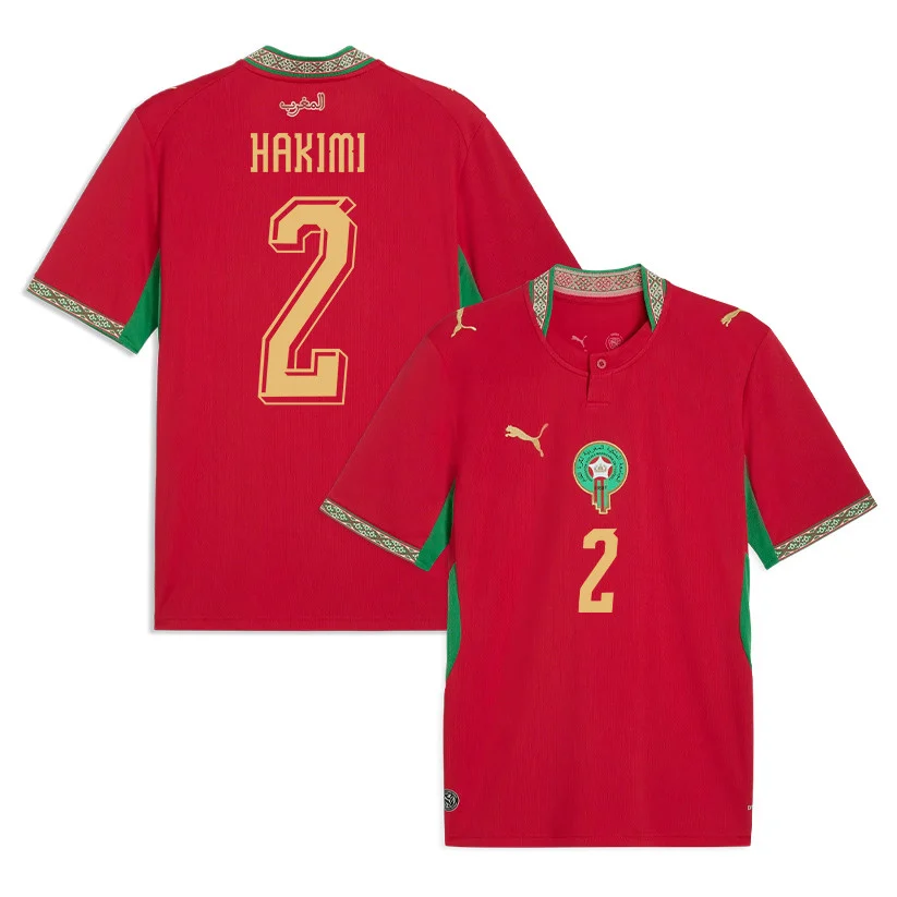 Morocco Home Jersey 2026 Achraf Hakimi 2 Red Kit - Football Shirts Shop