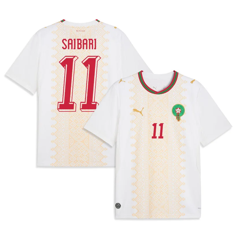 Morocco Away Jersey 2026 Ismael Saibari 11 White Short Sleeve - Football Shirts Shop