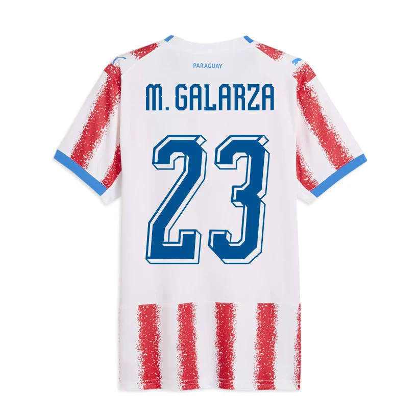 Paraguay Home Jersey 2026 Galarza 23 White Red Short Sleeve - Football Shirts Shop