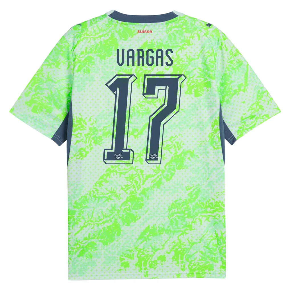 Switzerland Away Jersey 2026 Ruben Vargas 17 Green Kit - Football Shirts Shop