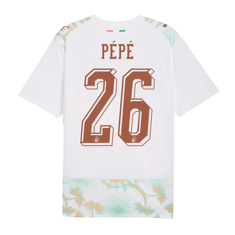 Nicolas Pepe Ivory Coast National Team 2026 Away Jersey – Unisex White Fully Printed Fan Tee