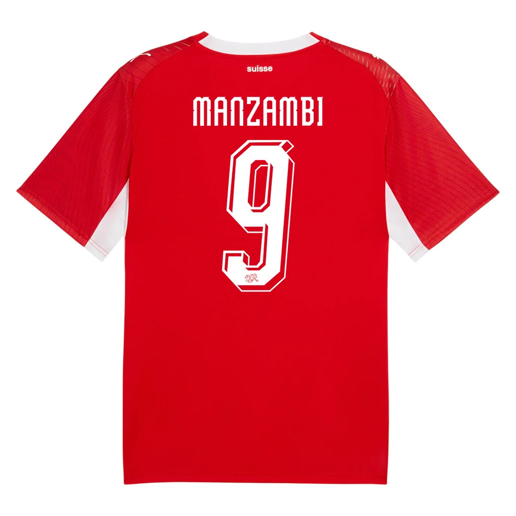 Switzerland Home Jersey 2026 Johan Manzambi 9 Red Kit - Football Shirts Shop