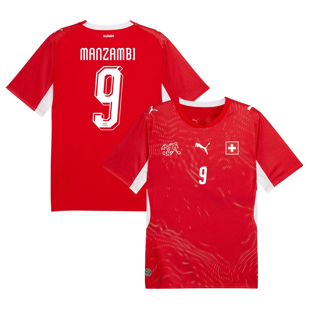 Switzerland Home Jersey 2026 Johan Manzambi 9 Red Kit - Football Shirts Shop