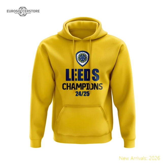 Leeds United Champions 24-25 Hoody (Yellow)-Football Shirts Shop