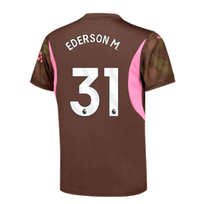 2024-2025 Man City Third Goalkeeper Shirt (Espresso Brown) - Kids (Ederson M. 31)-Football Shirts Shop