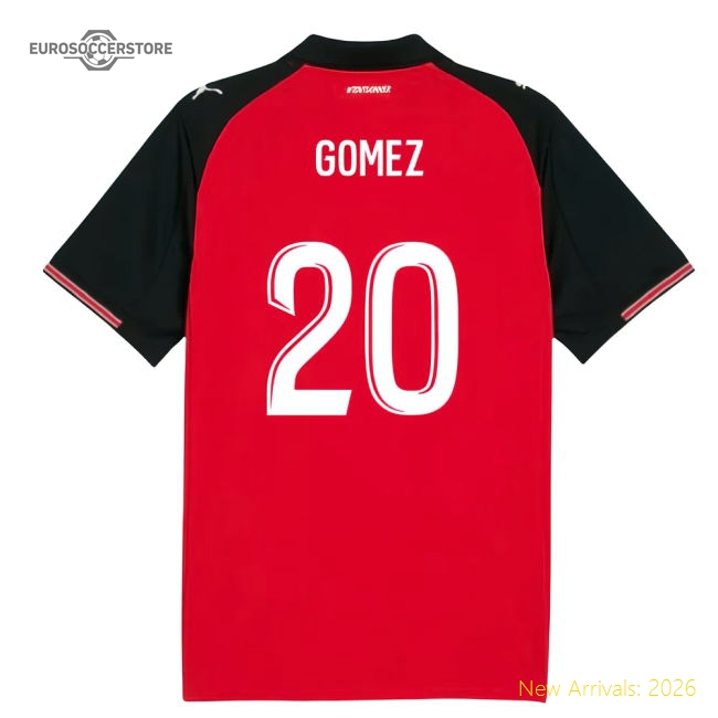 2025-2026 Stade Rennais Home Shirt (Gomez 20)-Football Shirts Shop