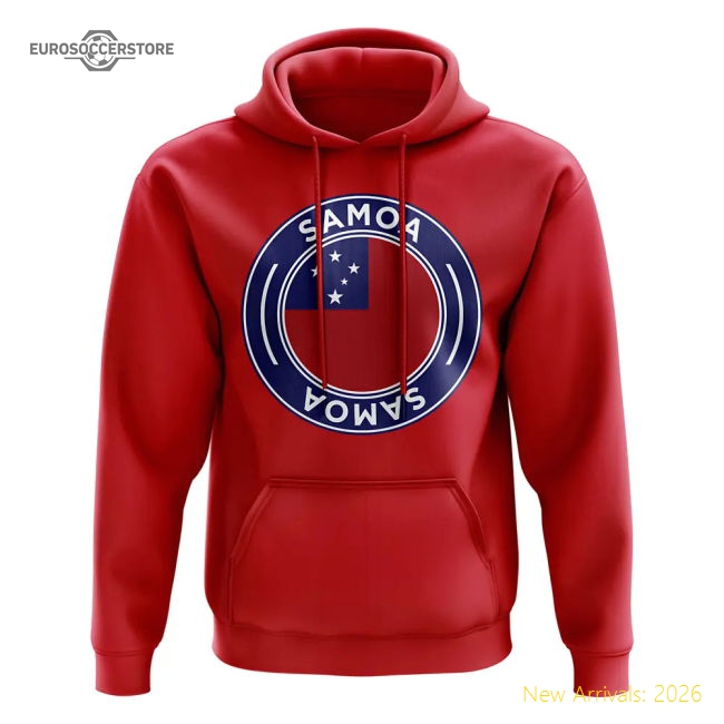 Samoa Football Badge Hoodie (Red)-Football Shirts Shop