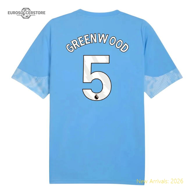 2025-2026 Man City Training Jersey (Light Blue) (Greenwood 5)-Football Shirts Shop