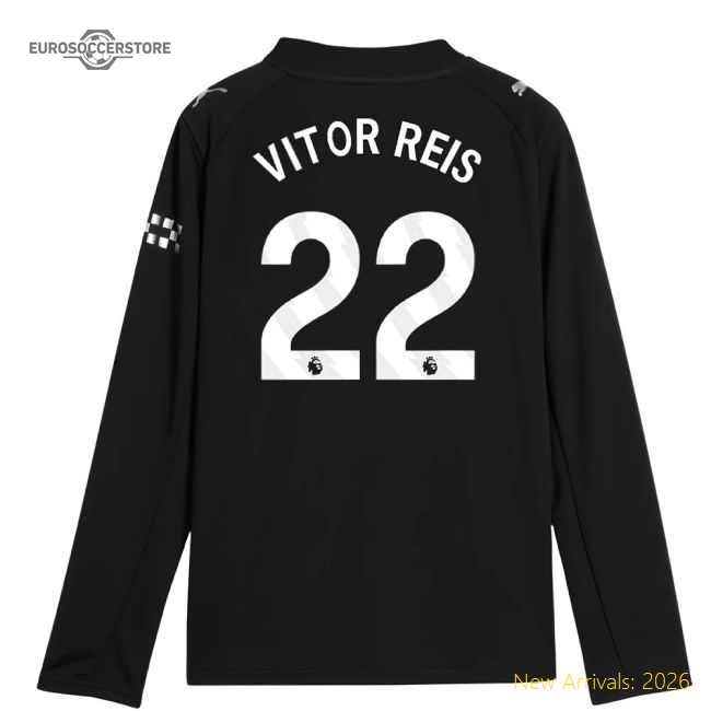 2025-2026 Man City Long Sleeve Away Shirt (Kids) (Vitor Reis 22)-Football Shirts Shop