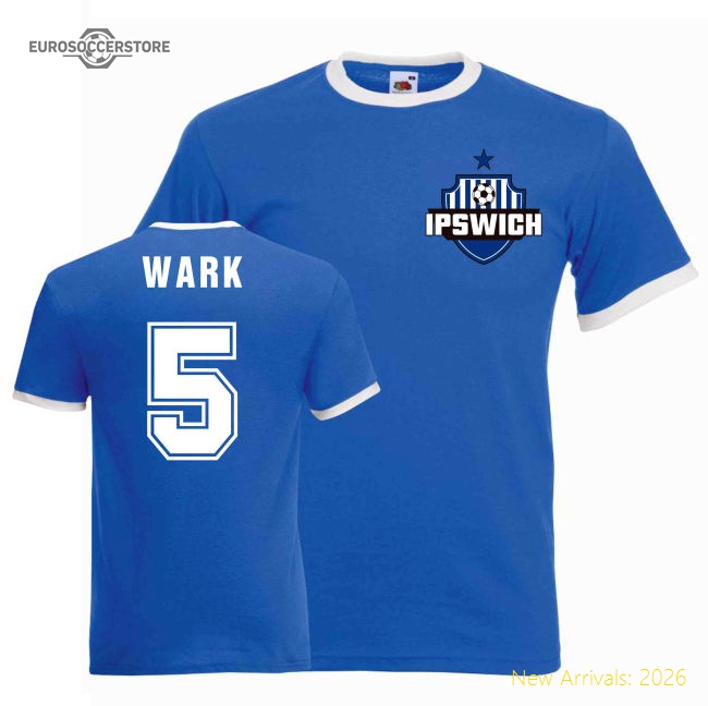John Wark Ipswich Ringer Tee (blue)-Football Shirts Shop