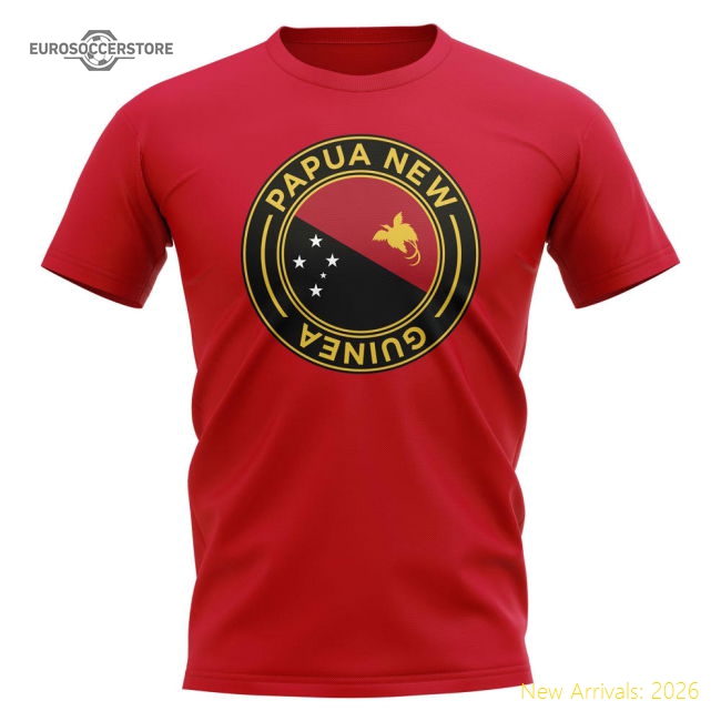 Papa New Guinea Football Badge T-Shirt (Red)-Football Shirts Shop