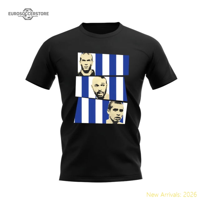 Zidane Henry Trezeguet France Trio T-Shirt (Black)-Football Shirts Shop