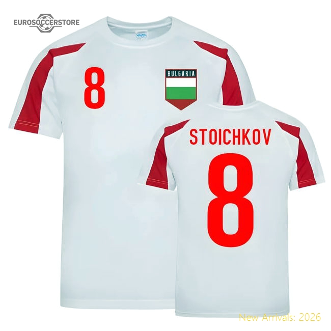 Hristo Stoichkov Bulgaria Sports Training Jersey (White-Red)-Football Shirts Shop