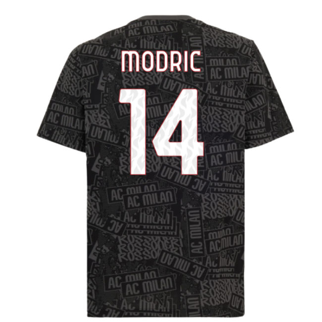 2025-2026 AC Milan ftblCulture Tee AOP (Black) (Modric 14)-Football Shirts Shop