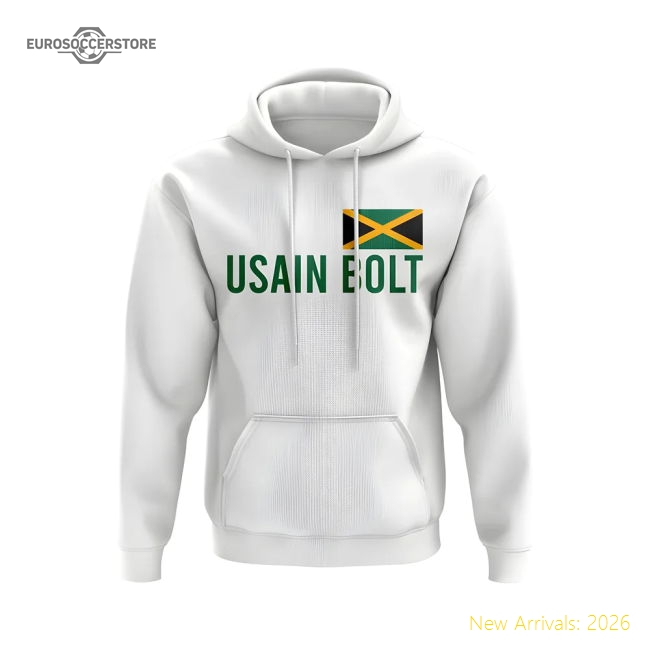 Usain Bolt Jamaica Name Hoody (White)-Football Shirts Shop
