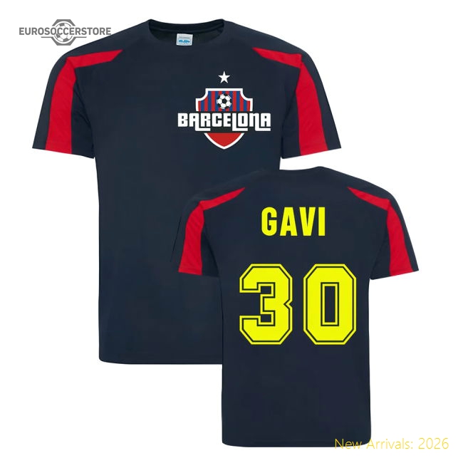 Gavi Barcelona Sports Training Jersey (Navy)-Football Shirts Shop