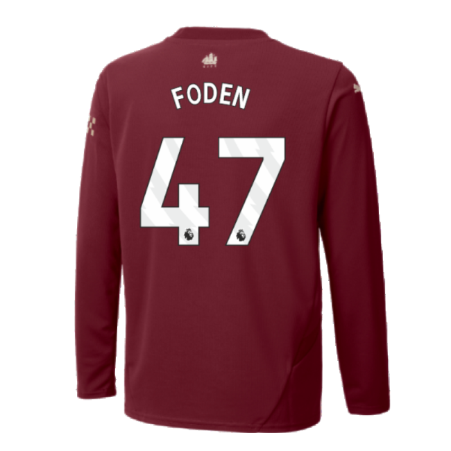 2024-2025 Man City Third Long Sleeve Shirt (Kids) (Foden 47)-Football Shirts Shop