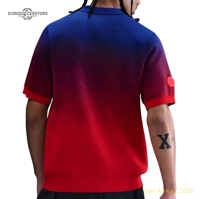 2025-2026 England Club Football Knit Polo (Blue/Red)-Football Shirts Shop