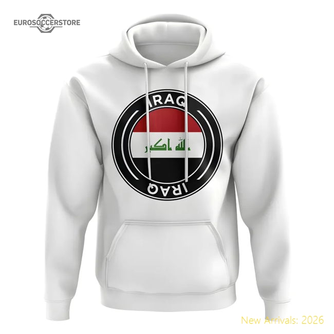 Iraq Football Badge Hoodie (White)-Football Shirts Shop